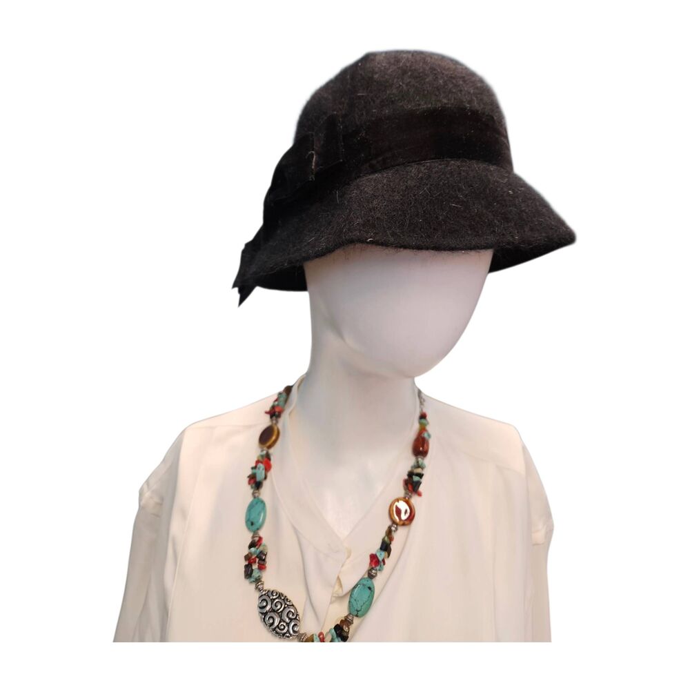 Collection Eighteen Black Angora Wool Hat Womens NEW TAGS - Picture 2 of 6